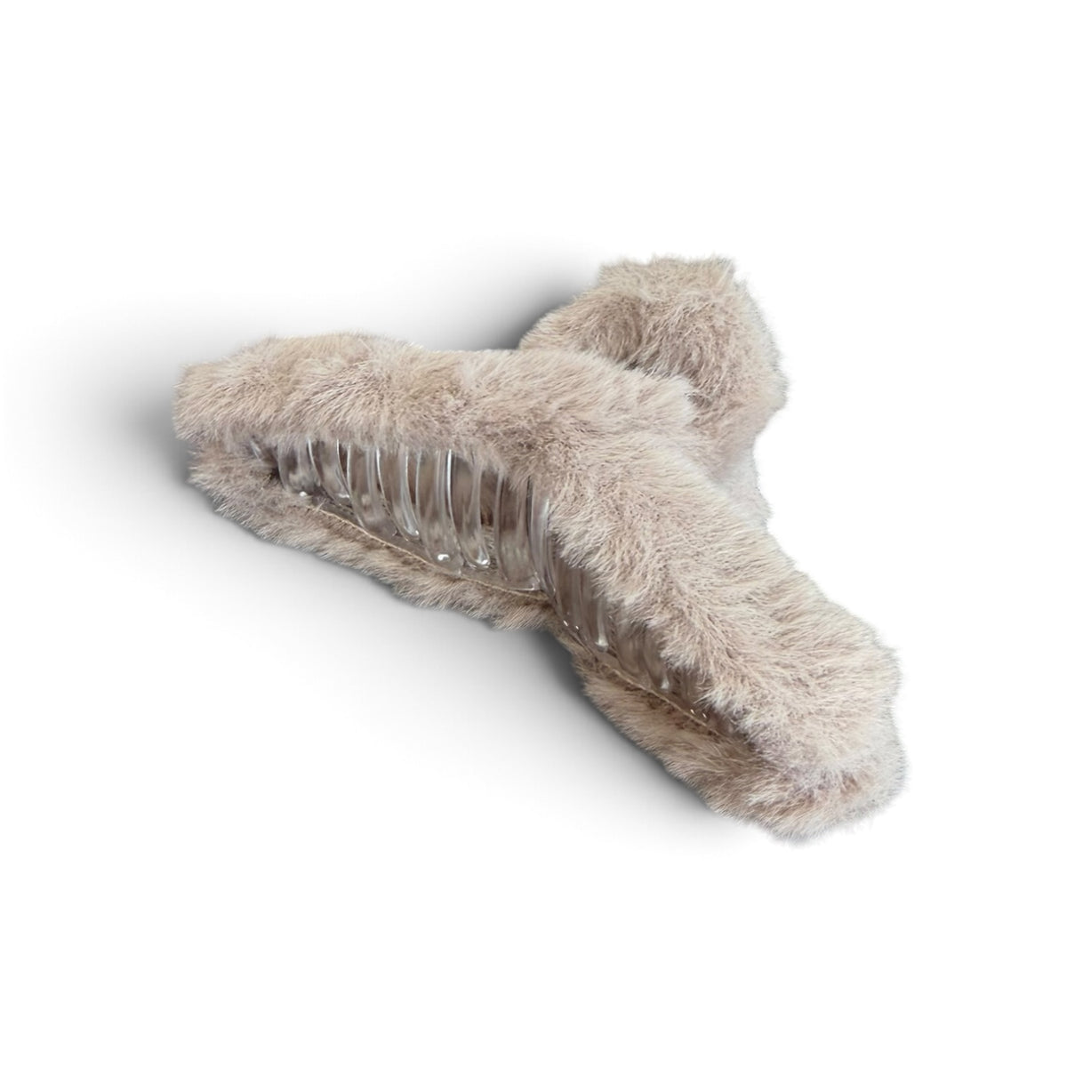 Fluffy Greige Fur Hair Clip