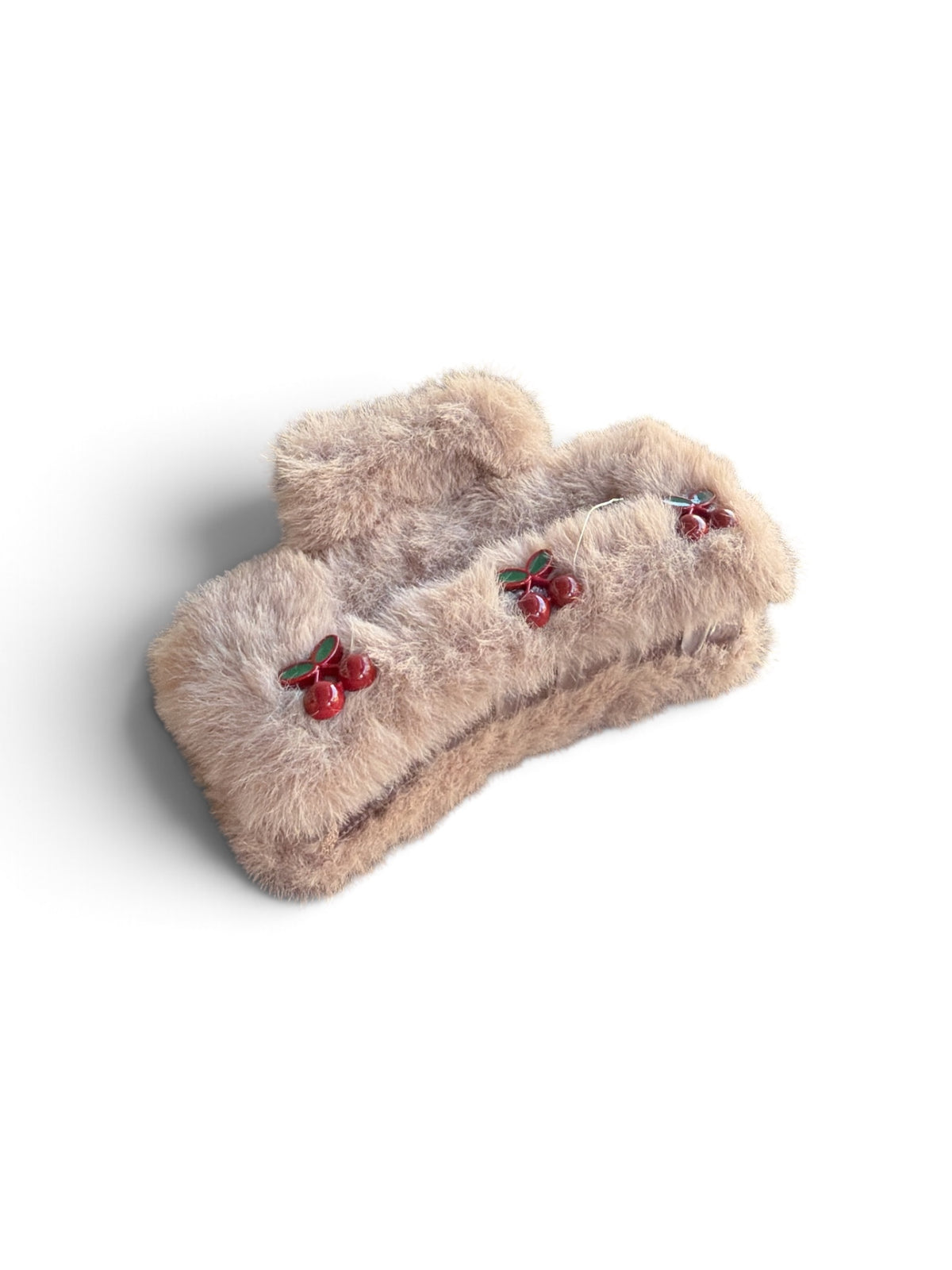 Fluffy Thick Greige Fur Hair Clip