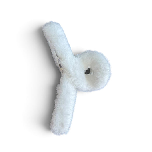 Fluffy White Fur Hair Clip