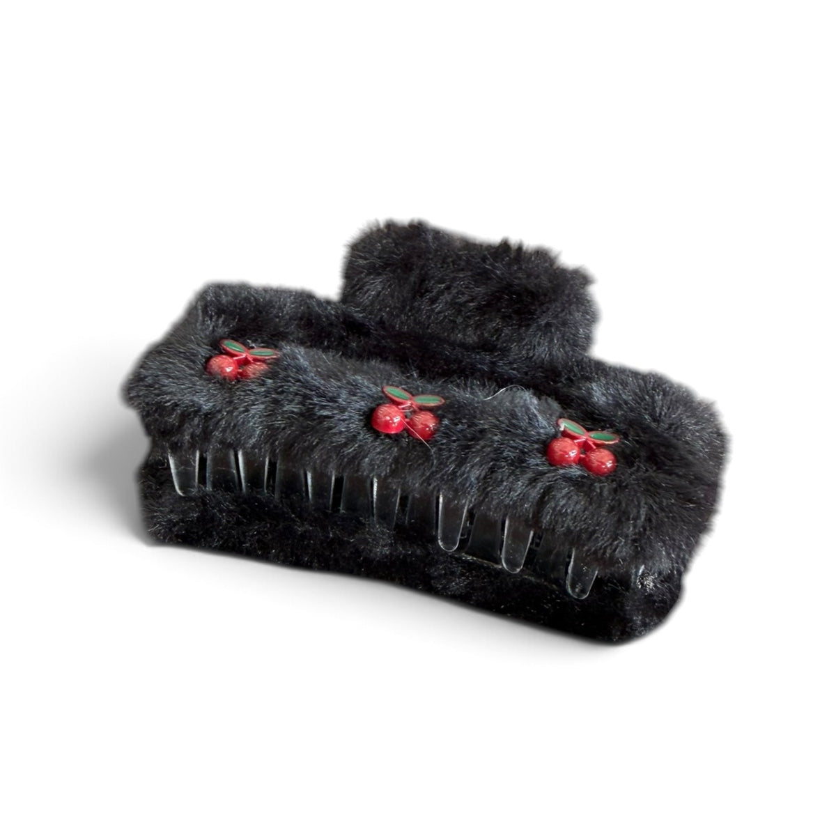 Fluffy Thick Black Fur Hair Clip