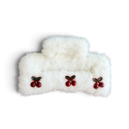 Fluffy Thick white Fur Hair Clip
