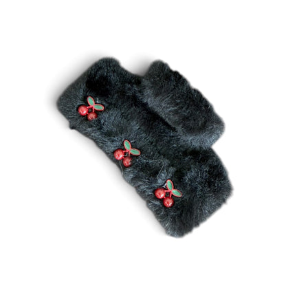 Fluffy Thick Black Fur Hair Clip