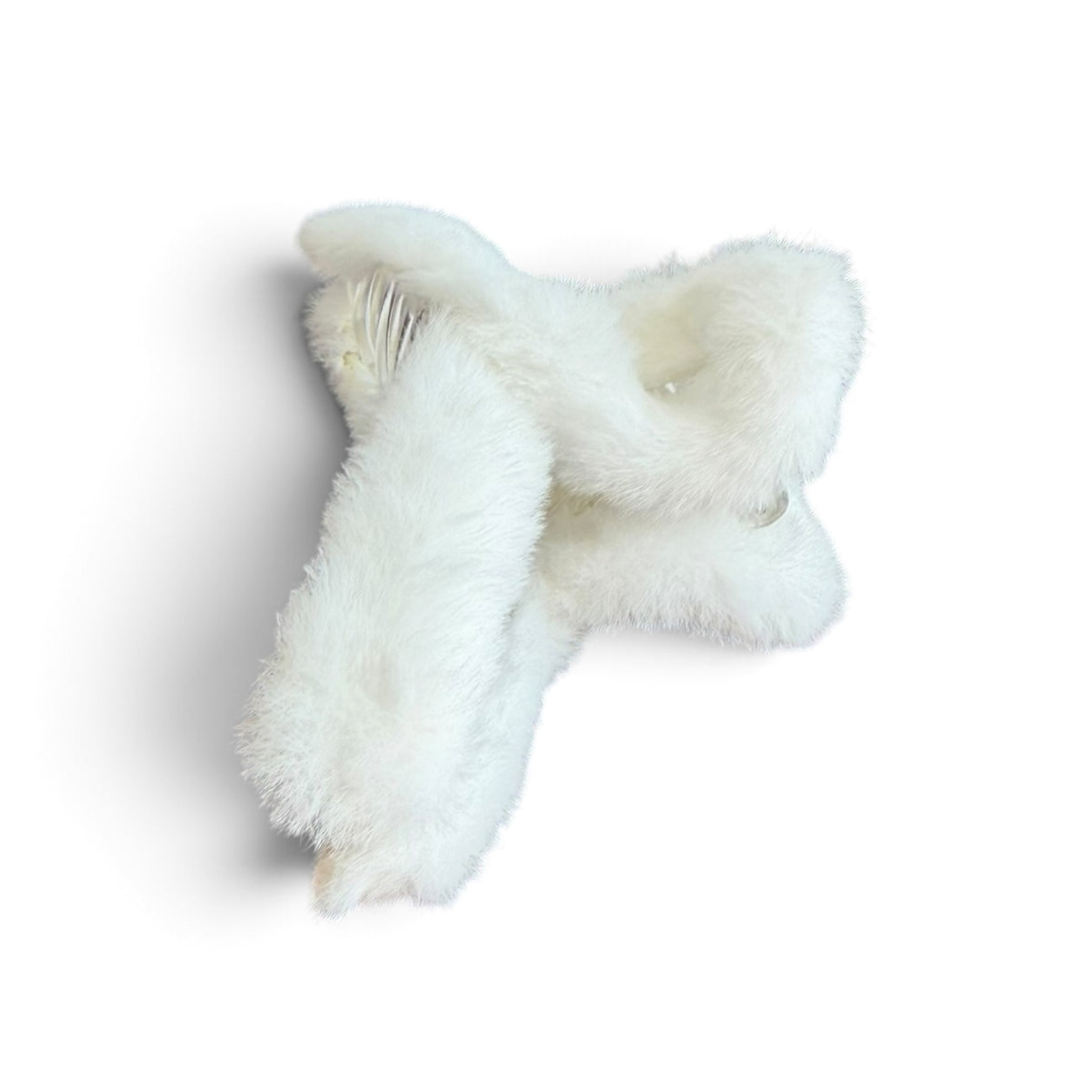Fluffy White Fur Hair Clip