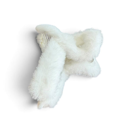 Fluffy White Fur Hair Clip