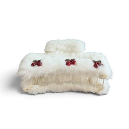 Fluffy Thick white Fur Hair Clip