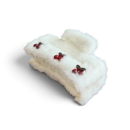 Fluffy Thick white Fur Hair Clip