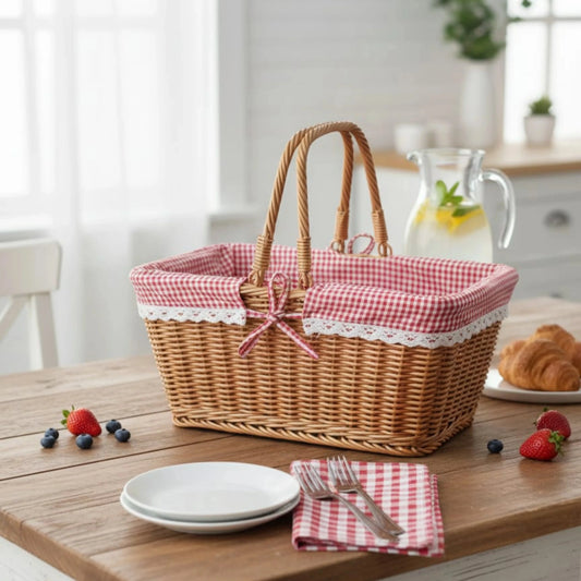 Cottage Picnic Wicker Basket